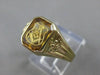 ESTATE ENGRAVED FREE MASON 14KT YELLOW GOLD FILIGREE MENS RING 11MM WIDE #21413