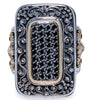 LARGE .40CT BLACK DIAMOND 18KT YELLOW GOLD & 925 SILVER 3D HANDCRAFTED FUN RING