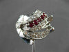 ANTIQUE .91CT OLD MINE DIAMOND RUBY 14KT WHITE GOLD FILIGREE COCKTAIL RING 20824