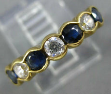 .70CT DIAMOND & AAA SAPPHIRE 14K YELLOW GOLD 7 STONE SEMI BEZEL ANNIVERSARY RING