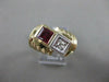 ANTIQUE .95CT OLD MINE DIAMOND & RUBELLITE 14K 2 TONE GOLD SWIRL MENS RING 19295