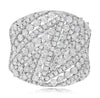 EXTRA LARGE 2.01CT DIAMOND 14K WHITE GOLD MULTI ROW CRISS CROSS V SHAPE FUN RING