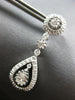 ESTATE 1.46CT DIAMOND 14KT WHITE GOLD ROUND & PEAR SHAPE HANGING EARRINGS #26799