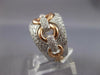 ESTATE LARGE 1.22CT DIAMOND 14KT WHITE & ROSE GOLD 3D CLASSIC LOVE KNOT FUN RING