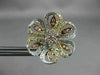ESTATE LARGE 1.72CT DIAMOND 18KT TRI COLOR GOLD FLOWER FILIGREE CLIP ON EARRINGS