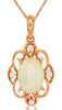 .94CT DIAMOND & AAA OPAL 14K ROSE GOLD OVAL & ROUND OPEN FILIGREE FLORAL PENDANT