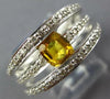 WIDE 1.62CT DIAMOND AAA YELLOW SAPPHIRE 14K WHITE GOLD MULTI ROW ENGAGEMENT RING