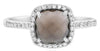 1.49CT DIAMOND & AAA SMOKY QUARTZ 14KT WHITE GOLD CUSHION & ROUND SQUARE RING