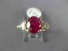 WIDE 2.48CT DIAMOND & AAA RUBY 14KT YELLOW GOLD OVAL THREE STONE ENGAGEMENT RING