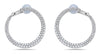 ESTATE 3.55CT DIAMOND 18KT WHITE GOLD 3D TWO ROW SIDEWAYS HOOP HANGING EARRINGS