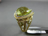 LARGE 12.16CT DIAMOND & AAA GREEN TOPAZ 14KT YELLOW GOLD ROPE FILIGREE HALO RING
