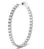 LARGE 2.00CT DIAMOND 14K WHITE GOLD 3D CLASSIC INSIDE OUT HOOP HANGING EARRINGS