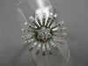 ANTIQUE LARGE 1.05CT DIAMOND 18KT WHITE GOLD 3D SUNFLOWER FUN COCKTAIL RING