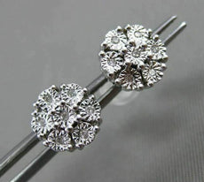 ESTATE .05CT DIAMOND 14KT WHITE GOLD CLUSTER MILGRAIN FLOWER SNOWFLAKE EARRINGS