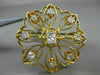 ANTIQUE LARGE 1.51CT DIAMOND 14KT YELLOW GOLD FLOWER ETOILE FILIGREE BROOCH PIN