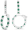 1.05CT DIAMOND & AAA EMERALD 14KT WHITE GOLD 3D INSIDE OUT HUGGIE FUN EARRINGS
