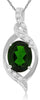 2.13CT DIAMOND & AAA RUSSALITE 14K WHITE GOLD OVAL & ROUND LOVE FLOATING PENDANT