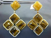 LARGE .80CT DIAMOND & TIGER EYE & QUARTZ 14K YELLOW GOLD SQUARE HANGING EARRINGS