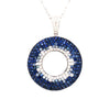 LARGE 3.41CT DIAMOND & AAA SAPPHIRE 18KT WHITE GOLD MULTI ROW SUNBURST PENDANT