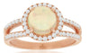 ESTATE 1.35CT DIAMOND & AAA CABOCHON OPAL 14KT ROSE GOLD 3D ROUND HALO FUN RING
