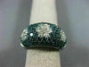 ESTATE WIDE 4.98CT WHITE & BLUE DIAMOND 14KT WHITE GOLD 3D MULTI ROW FLOWER RING