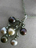 ANTIQUE LARGE .12CT DIAMOND & AAA PEARL 14K BLACK GOLD ETOILE 3D FLORAL NECKLACE