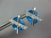 LARGE 11.31CT DIAMOND & AAA BLUE TOPAZ 14KT WHITE GOLD OVAL X LOVE STUD EARRINGS