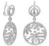 1.24CT DIAMOND 14KT WHITE GOLD MULTI FLOWER CIRCULAR LEVERBACK HANGING EARRINGS