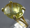 LARGE 1.78CT DIAMOND & AAA LEMON QUARTZ 14KT YELLOW GOLD OVAL FILIGREE FUN RING