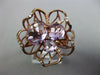 ESTATE LARGE 5.80CT DIAMOND & AAA AMETHYST 14K ROSE GOLD 3D FLOWER ROSE FUN RING