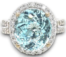 EXTRA LARGE 8.48CT DIAMOND & AAA PARAIBA TOURMALINE 18K 2 TONE GOLD 3D HALO RING