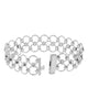 WIDE .55CT DIAMOND 18KT WHITE GOLD 3D MULTI CIRCULAR FLORAL CUFF TENNIS BRACELET