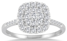 .30CT DIAMOND 14KT WHITE GOLD 3D CLASSIC CLUSTER SQUARE FILIGREE HALO FUN RING