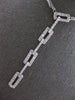 LARGE .95CT DIAMOND 14KT WHITE GOLD MULTI LINK RECTANGULAR LARIAT LOVE NECKLACE