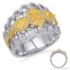 LARGE 1.06CT WHITE & INTENSE FANCY YELLOW DIAMOND 14KT 2 TONE GOLD COCKTAIL RING