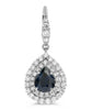 LARGE 2.23CT DIAMOND & SAPPHIRE 18K WHITE GOLD 3D DOUBLE HALO LEVERBACK EARRINGS