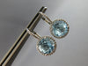 5.30CT DIAMOND & AAA BLUE TOPAZ 14KT WHITE GOLD HALO LEVERBACK HANGING EARRINGS
