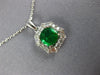 ESTATE 1.11CT DIAMOND & AAA EMERALD 18KT WHITE GOLD 3D ROUND & BAGUETTE PENDANT