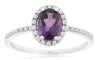 .87CT DIAMOND & AAA AMETHYST 14K WHITE GOLD 3D OVAL & ROUND FRIENDSHIP LOVE RING