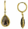 6.53CT DIAMOND & AAA SMOKY TOPAZ 14KT YELLOW GOLD PEAR SHAPE HANGING EARRINGS