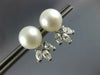 LARGE .90CT DIAMOND & AAA SOUTH SEA PEARL 14KT WHITE GOLD 3D STUD EARRINGS #2917