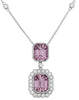 13.21CT DIAMOND & AAA KUNZITE 18K WHITE GOLD EMERALD CUT & ROUND FLOWER NECKLACE