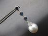 ESTATE LARGE 3.06CT DIAMOND & AAA SAPPHIRE & SOUTH SEA PEARL 18KT WHITE GOLD EARRINGS
