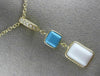 ESTATE .10CT DIAMOND TURQUOISE & WHITE QUARTZ 14KT YELLOW GOLD FLOATING PENDANT