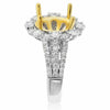 1.43CT DIAMOND 14KT TWO TONE GOLD OVAL & ROUND 3 ROW SEMI MOUNT ENGAGEMENT RING