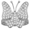 ESTATE .94CT DIAMOND 18KT WHITE GOLD 3D BUTTERFLY HANDCRAFTED LOVE RING