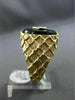 ANTIQUE LARGE .01CT DIAMOND & AAA ONYX 14K WHITE & YELLOW GOLD 3D CHECKERED RING