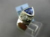 ESTATE WIDE .97CT DIAMOND & AAA TANZANITE 14K WHITE GOLD 3D TRILLION ETOILE RING