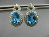 ESTATE 2.96CT DIAMOND & AAA BLUE TOPAZ 14K WHITE GOLD OVAL HANGING STUD EARRINGS