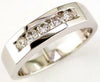 ESTATE .37CT DIAMOND 14KT WHITE GOLD 3D 5 STONE CHANNEL WEDDING ANNIVERSARY RING